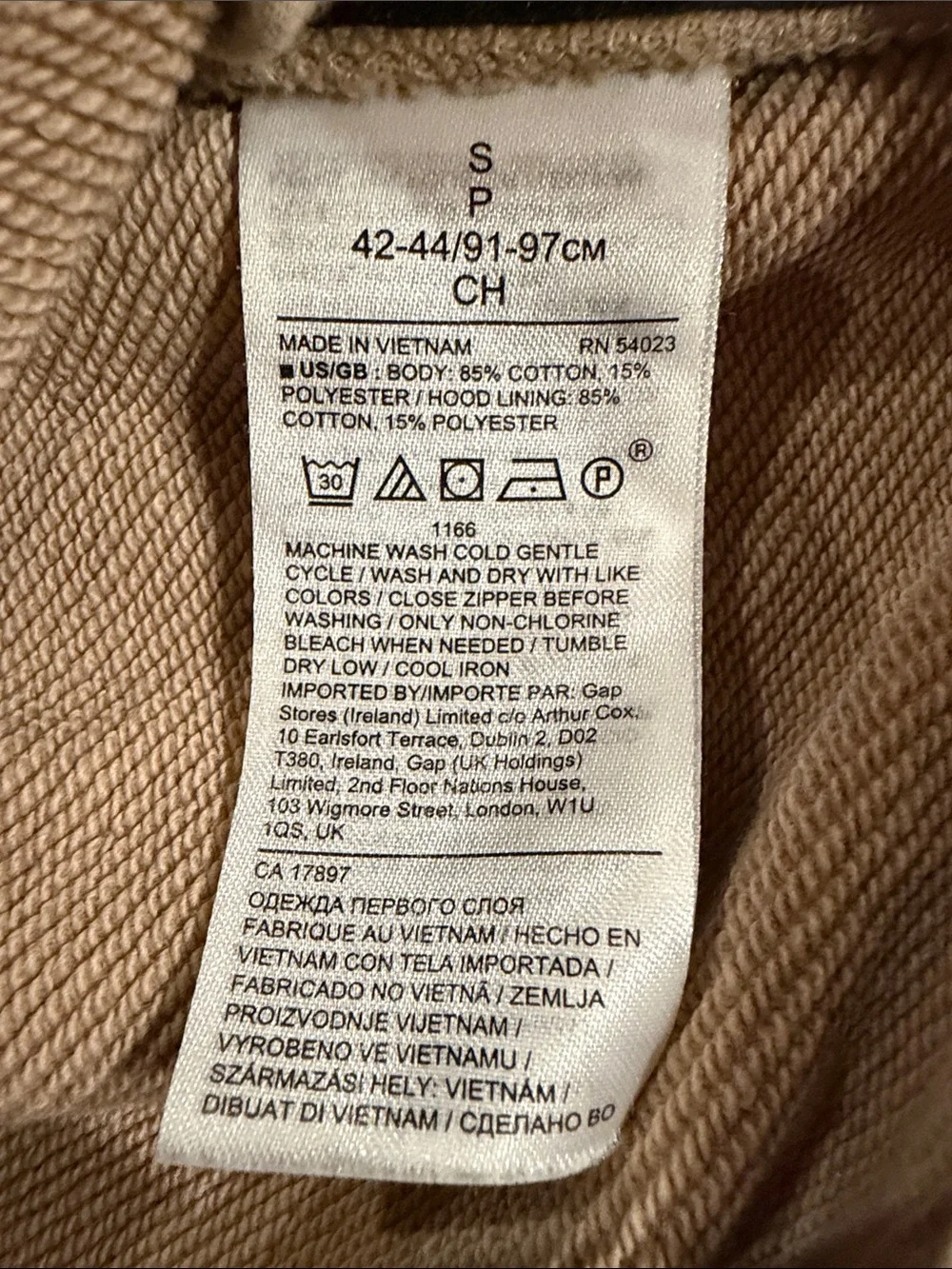 Banana Republic Men's Hooded Sweatshirt in Light Beige